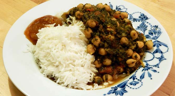 Recept curry met kikkererwten en spinazie #meatfreemonday