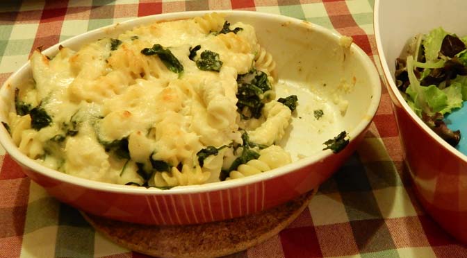 Recept pasta uit de oven met bloemkool en spinazie